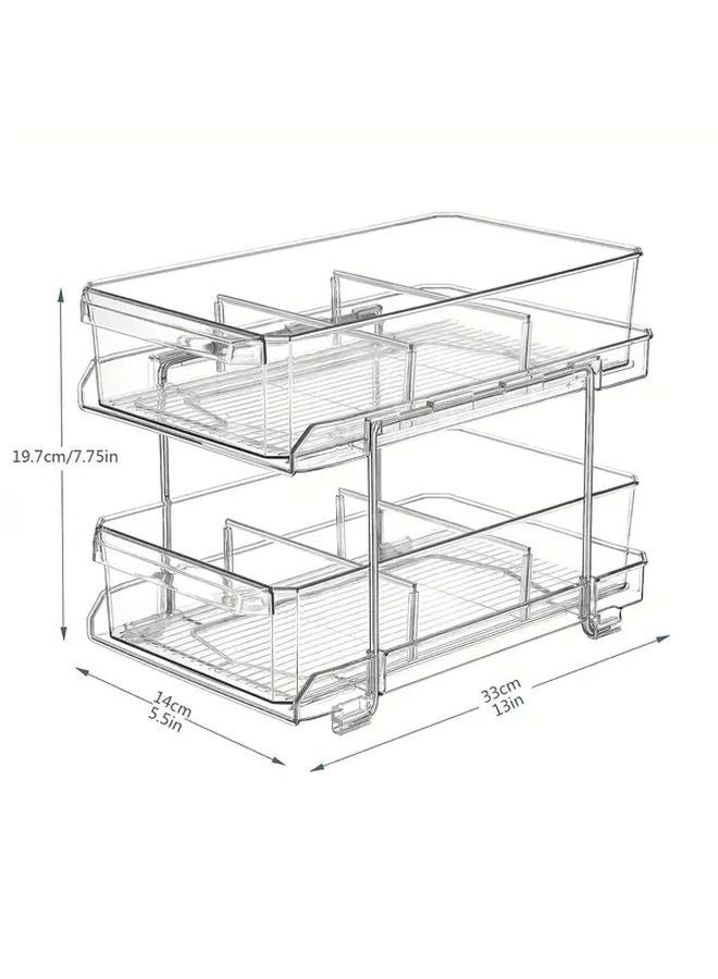 Transparent Multi Tier Plastic Storage Rack Countertop Organizer For Kitchen Bathroom - Image 3